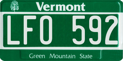 VT license plate LFO592