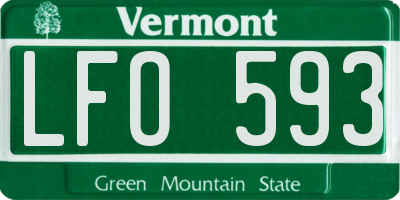 VT license plate LFO593