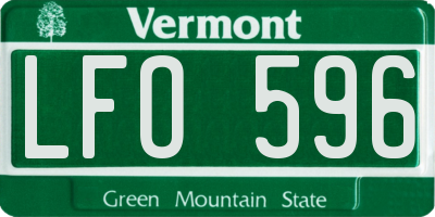 VT license plate LFO596