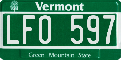 VT license plate LFO597