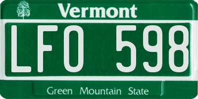 VT license plate LFO598