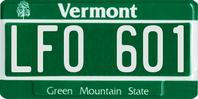 VT license plate LFO601