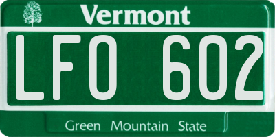 VT license plate LFO602