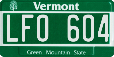 VT license plate LFO604