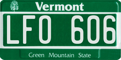 VT license plate LFO606