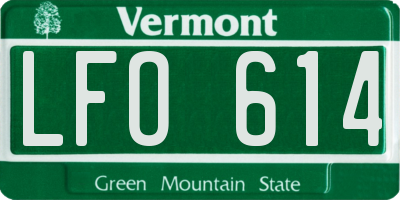 VT license plate LFO614