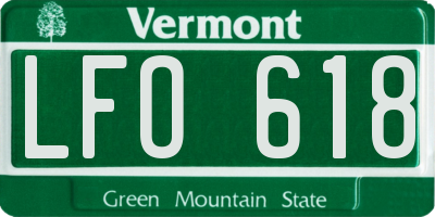 VT license plate LFO618
