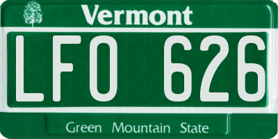 VT license plate LFO626
