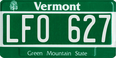 VT license plate LFO627