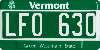 VT license plate LFO630