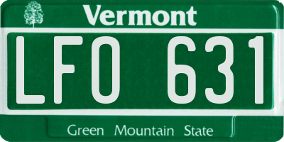 VT license plate LFO631
