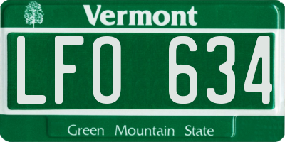 VT license plate LFO634