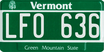 VT license plate LFO636