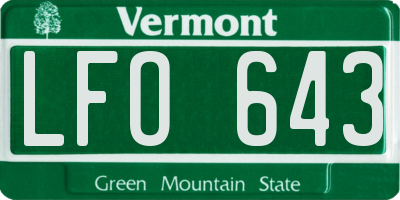 VT license plate LFO643
