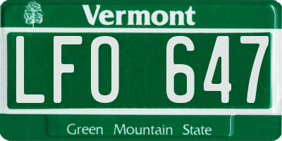 VT license plate LFO647