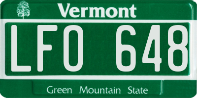 VT license plate LFO648