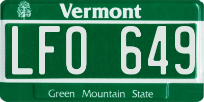 VT license plate LFO649