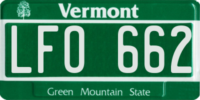 VT license plate LFO662