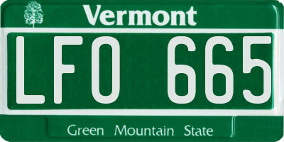 VT license plate LFO665