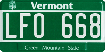 VT license plate LFO668