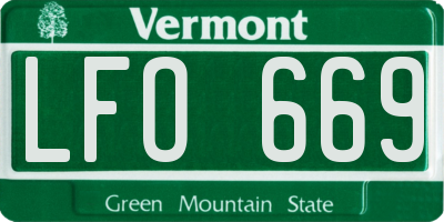 VT license plate LFO669