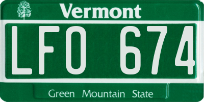 VT license plate LFO674