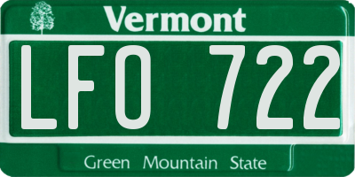 VT license plate LFO722