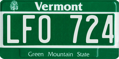 VT license plate LFO724