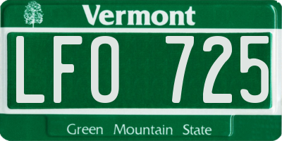 VT license plate LFO725