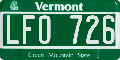 VT license plate LFO726