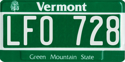 VT license plate LFO728