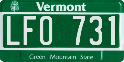 VT license plate LFO731