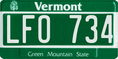 VT license plate LFO734