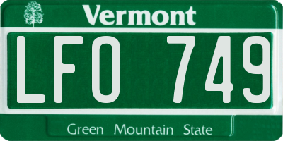VT license plate LFO749