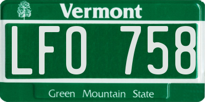 VT license plate LFO758