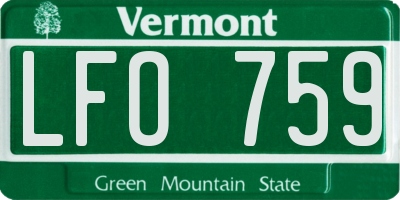 VT license plate LFO759