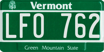 VT license plate LFO762