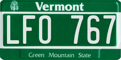 VT license plate LFO767