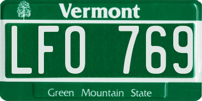 VT license plate LFO769