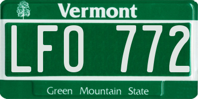 VT license plate LFO772