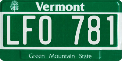 VT license plate LFO781