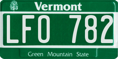 VT license plate LFO782