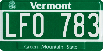 VT license plate LFO783