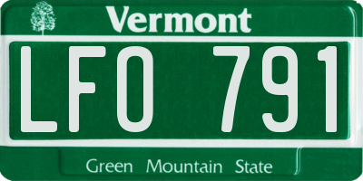 VT license plate LFO791