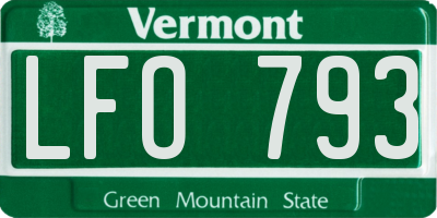 VT license plate LFO793