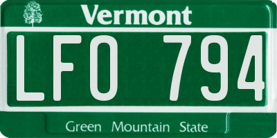 VT license plate LFO794