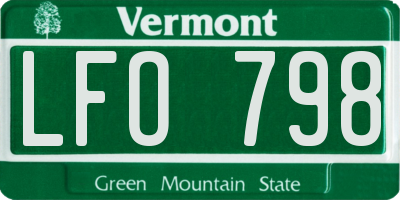 VT license plate LFO798