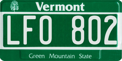 VT license plate LFO802