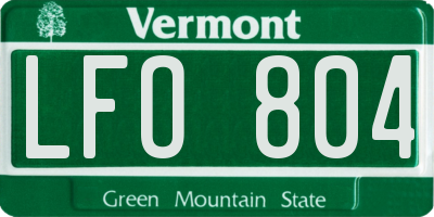 VT license plate LFO804