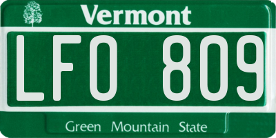 VT license plate LFO809